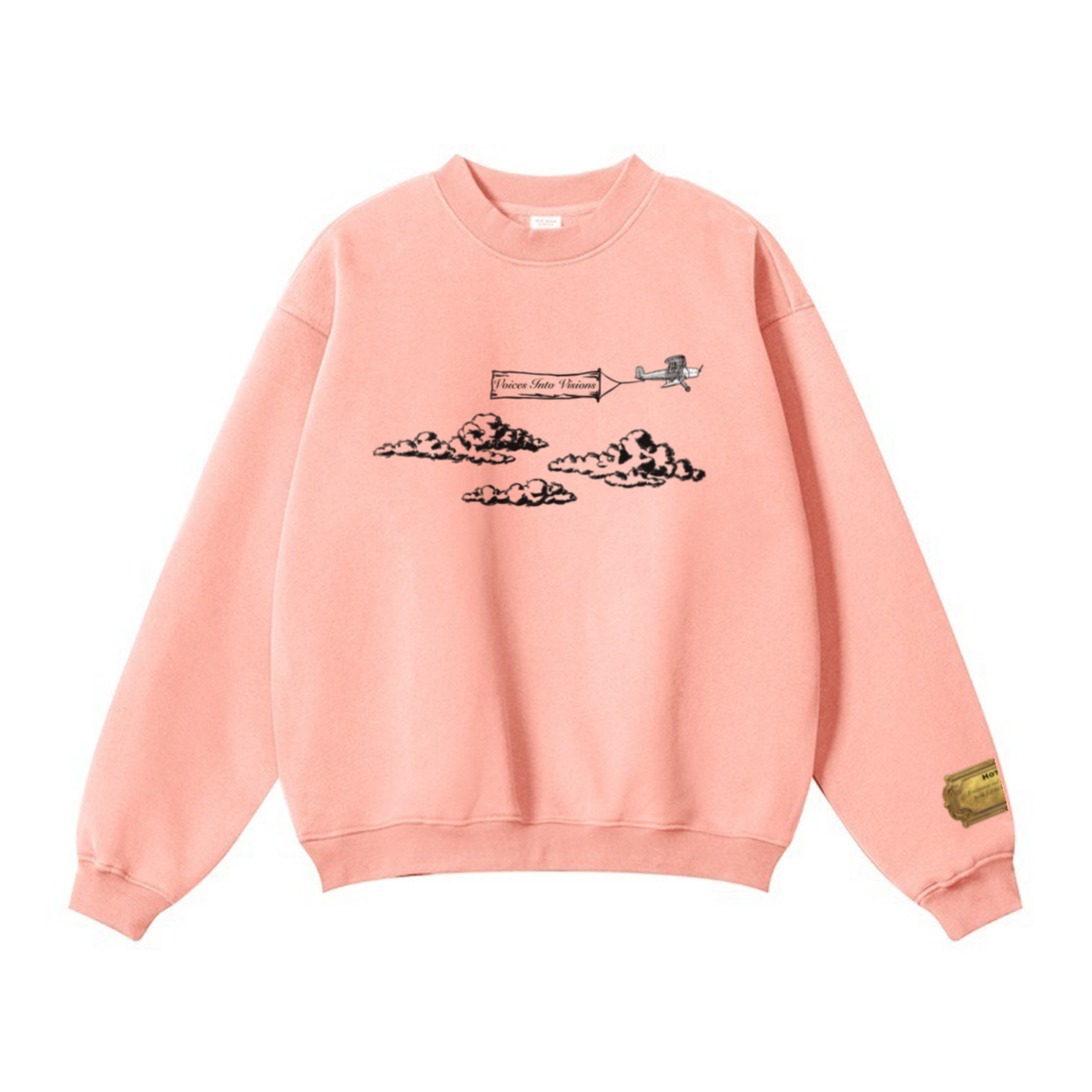 345GSM Women’s Solid-Color Crew Neck  Relaxed Fit Sweatshirt Pink