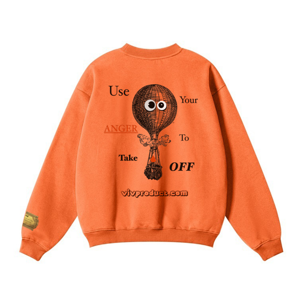 345GSM Women’s Solid-Color Crew Neck  Relaxed Fit Sweatshirt Orange