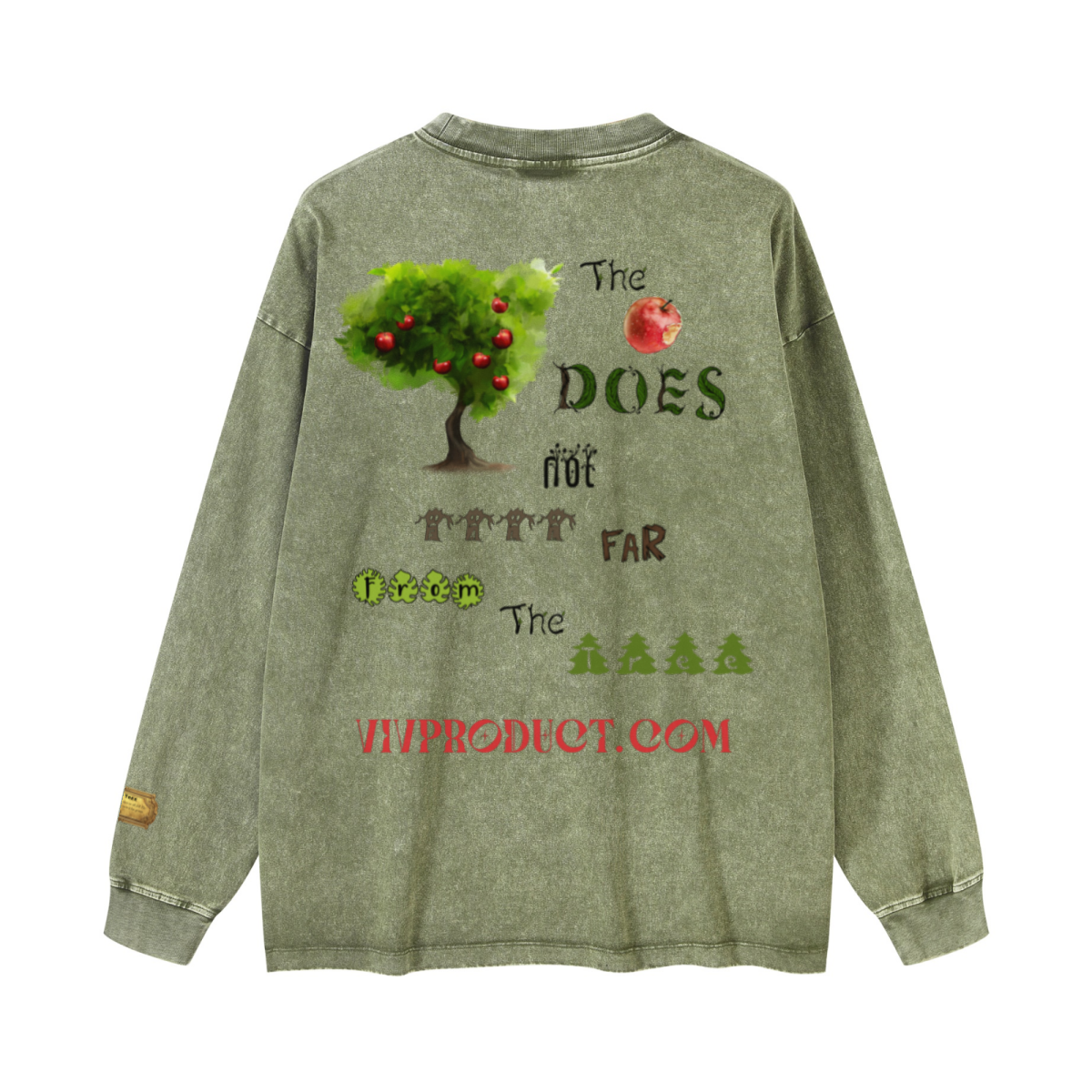 260GSM Women’s Vintage-Wash Heavyweight Loose-Fit Sweatshirt Green