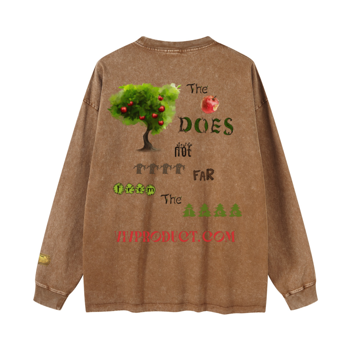 260GSM Women’s Vintage-Wash Heavyweight Loose-Fit Sweatshirt  Brown