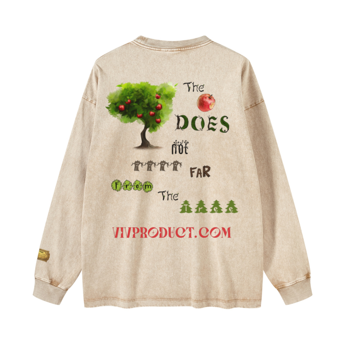 260GSM Women’s Vintage-Wash Heavyweight Loose-Fit Sweatshirt Khaki