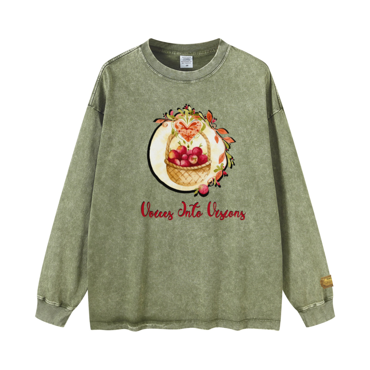 260GSM Women’s Vintage-Wash Heavyweight Loose-Fit Sweatshirt Green