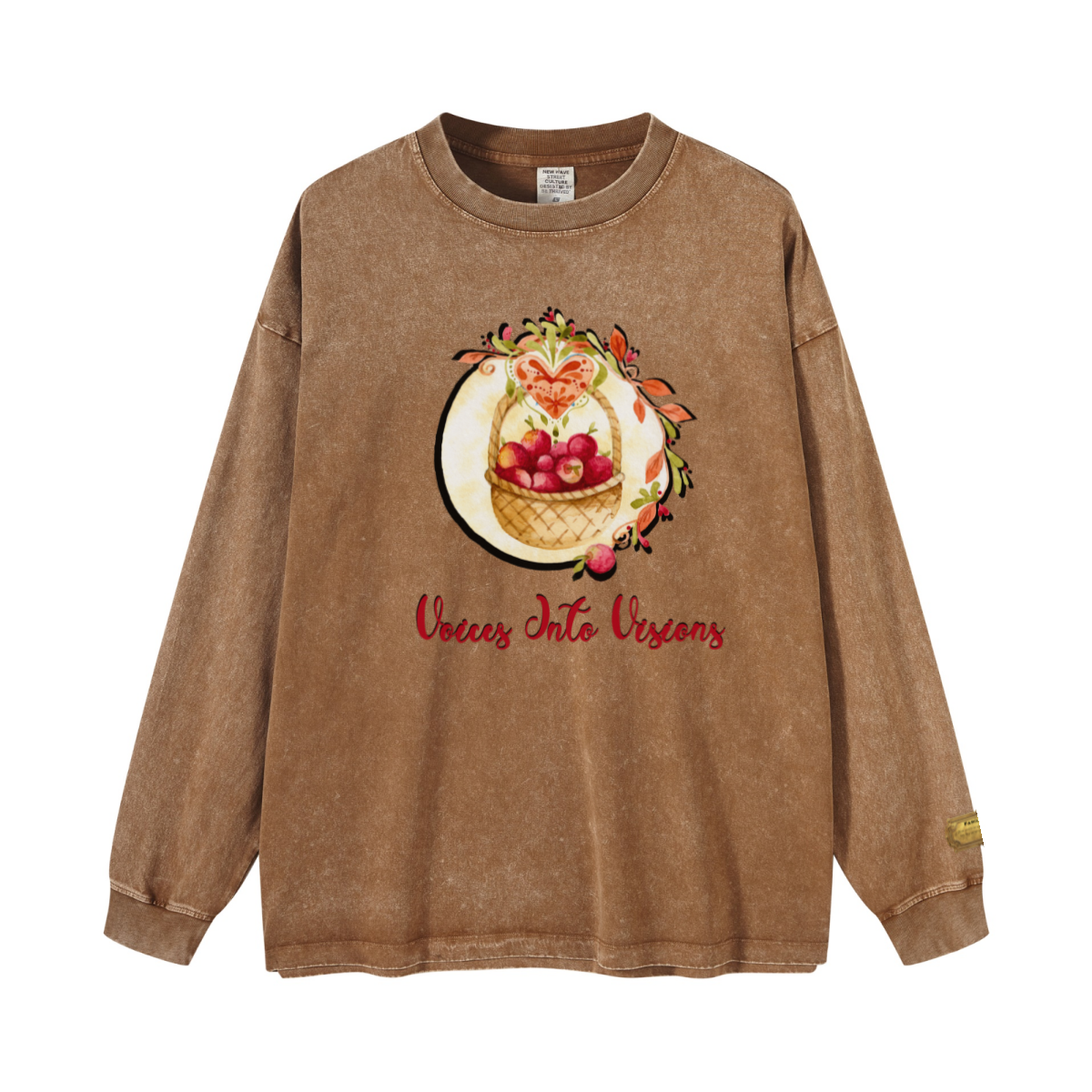 260GSM Women’s Vintage-Wash Heavyweight Loose-Fit Sweatshirt  Brown