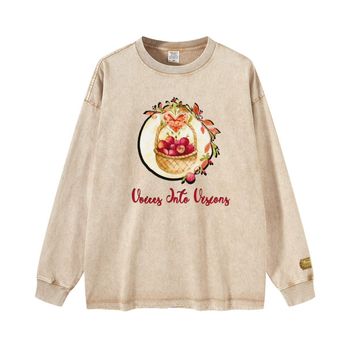260GSM Women’s Vintage-Wash Heavyweight Loose-Fit Sweatshirt Khaki