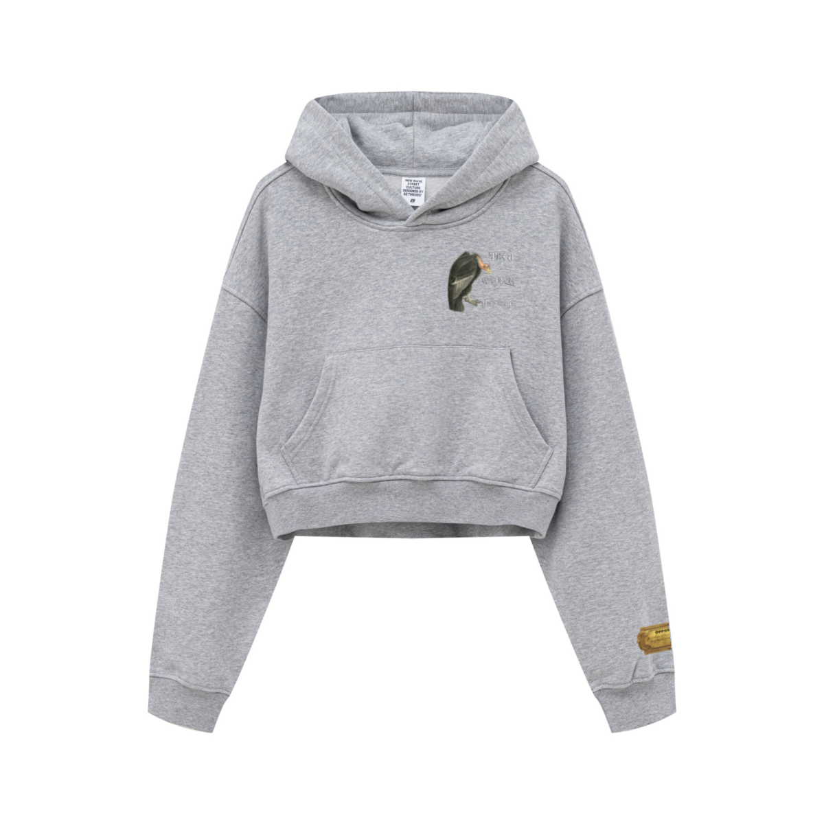 445GSM Women’s Cropped French Terry Hoodie Marled Gray