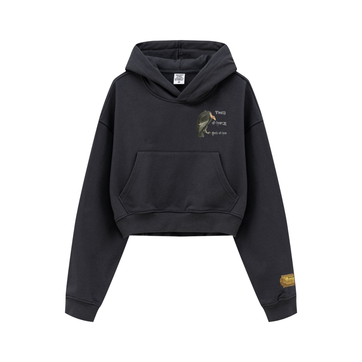 445GSM Women’s Cropped French Terry Hoodie Carbon Gray