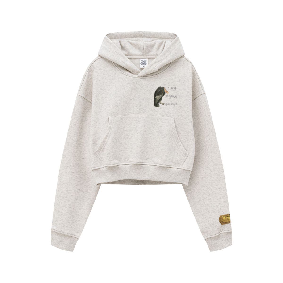 445GSM Women’s Cropped French Terry Hoodie Oatmeal Gray