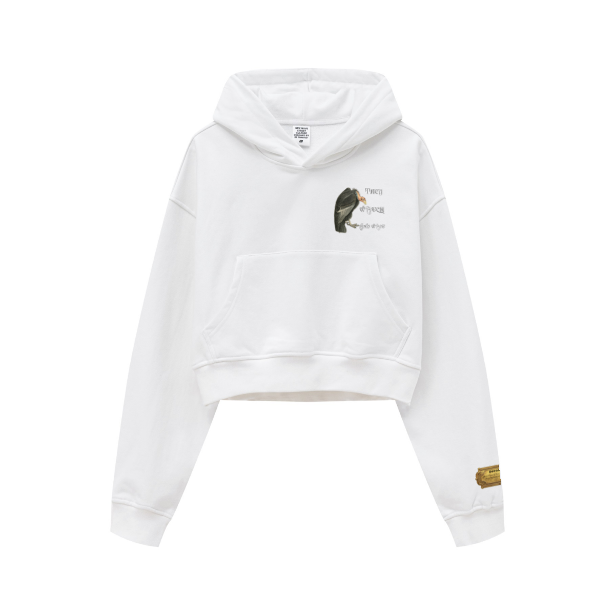 445GSM Women’s Cropped French Terry Hoodie Ivory White