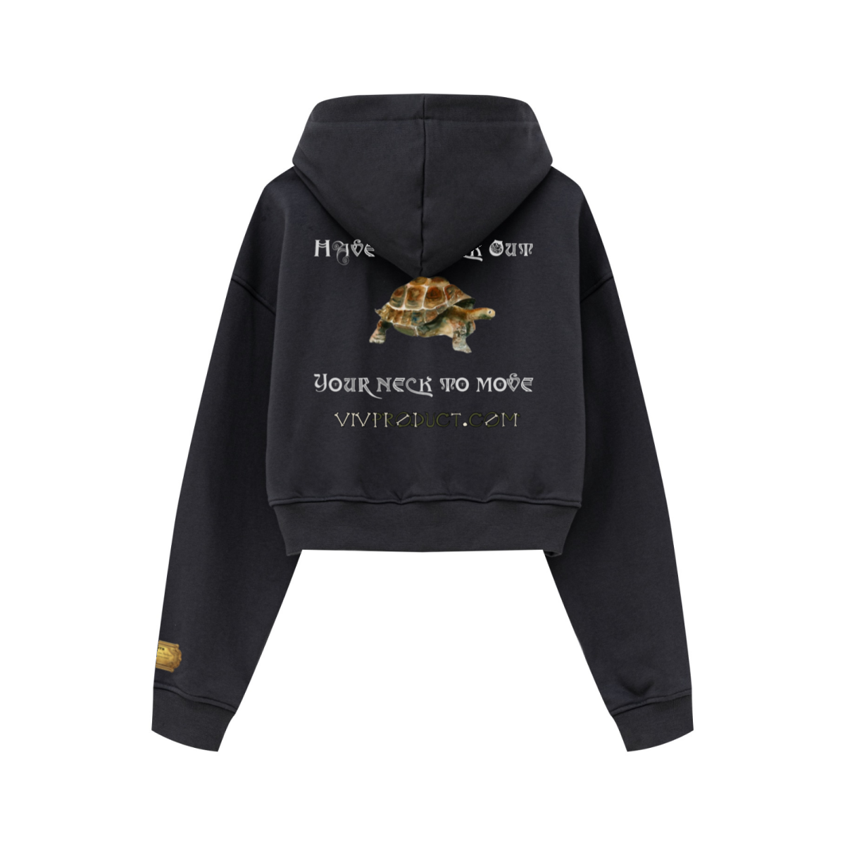 445GSM Women’s Cropped French Terry Hoodie Carbon Gray