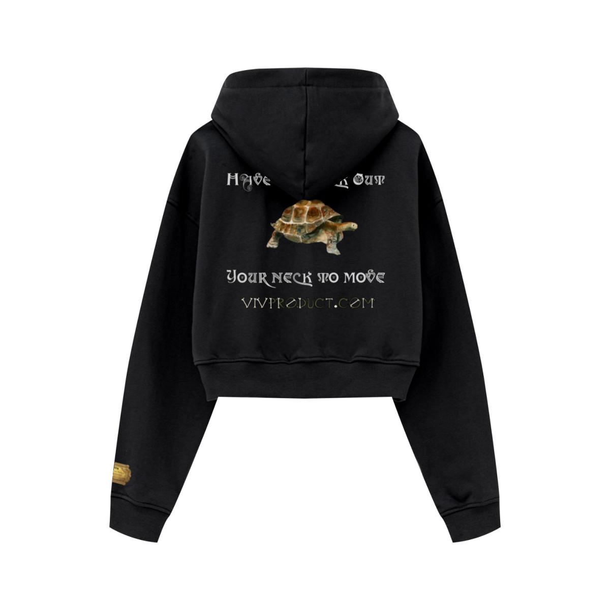 445GSM Women’s Cropped French Terry Hoodie Reactive Black