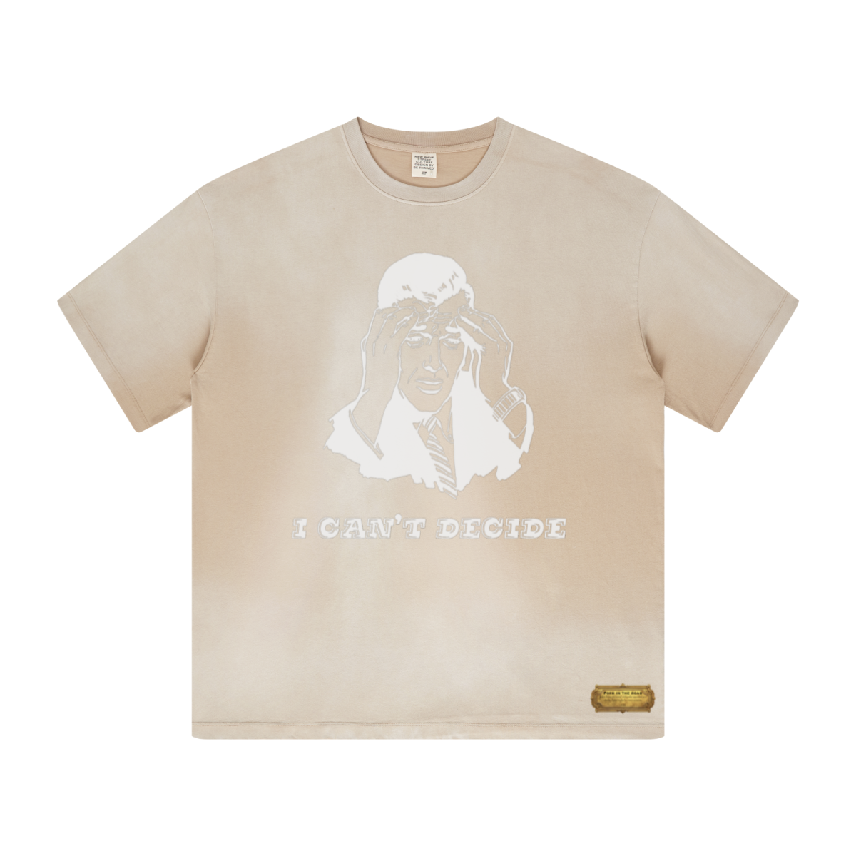 270GSM Women’s Water-Wash PP-Sprayed Monkey Wash Crew Neck T-shirt Khaki
