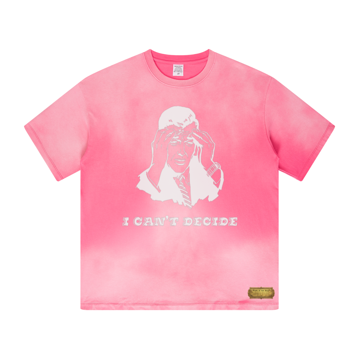 270GSM Women’s Water-Wash PP-Sprayed Monkey Wash Crew Neck T-shirt  Pink