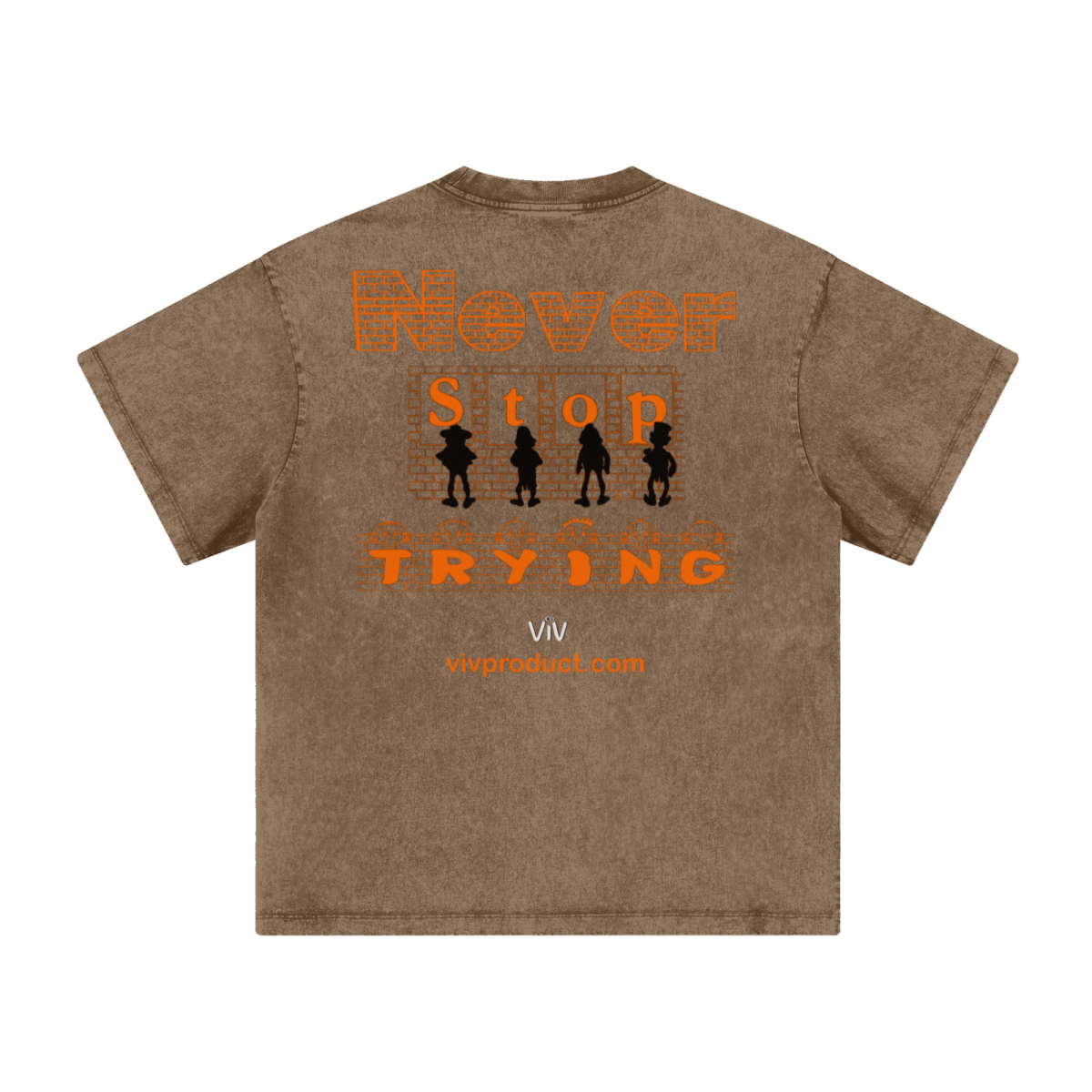 260GSM Women’s Heavyweight Wax-Resist Dyeing T-shirt Brown