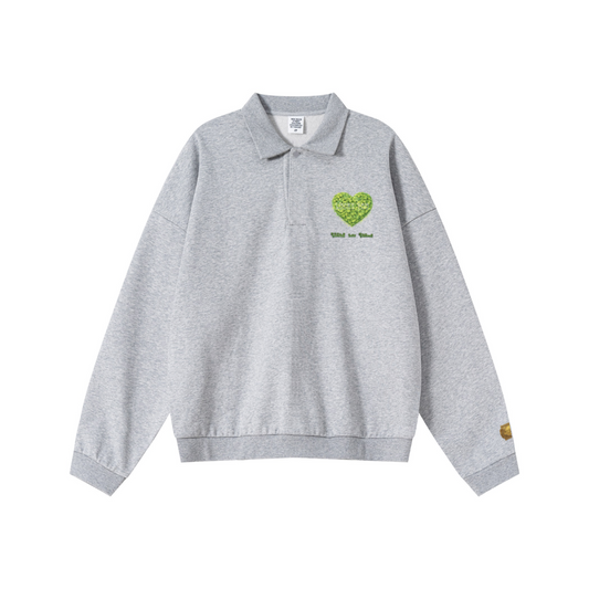 445GSM Men’s Heavyweight Half-Zip Collar Sweatshirt Heathered Grey