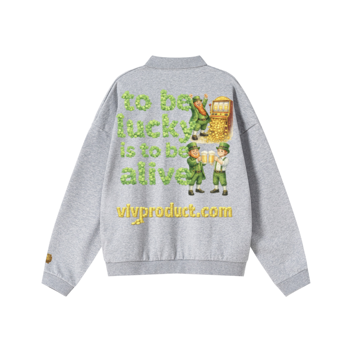 445GSM Men’s Heavyweight Half-Zip Collar Sweatshirt Heathered Grey