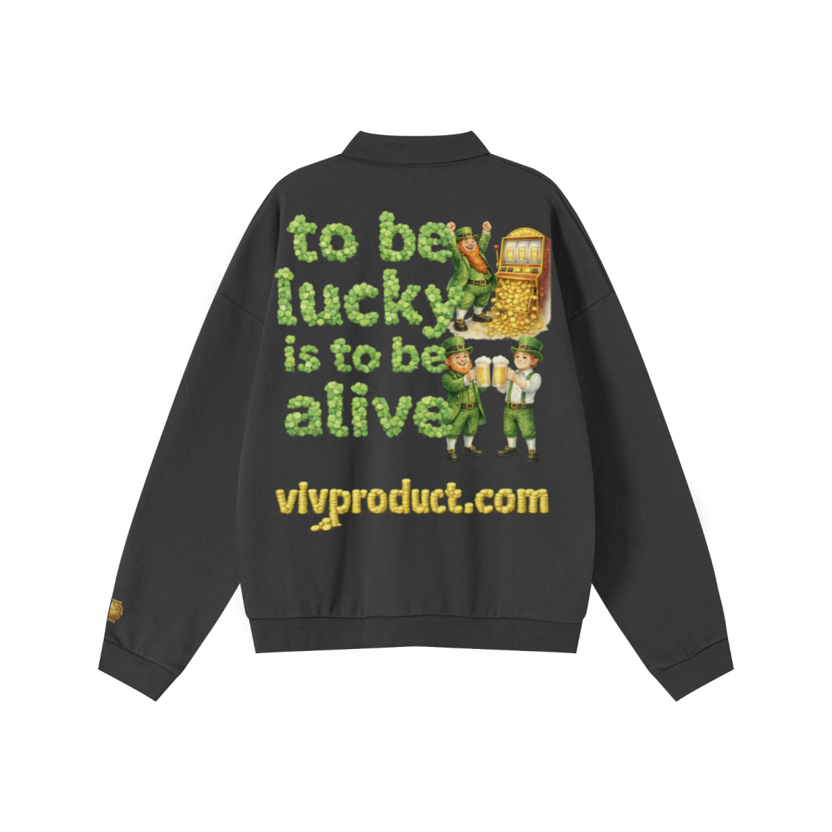 445GSM Men’s Heavyweight Half-Zip Collar Sweatshirt Black