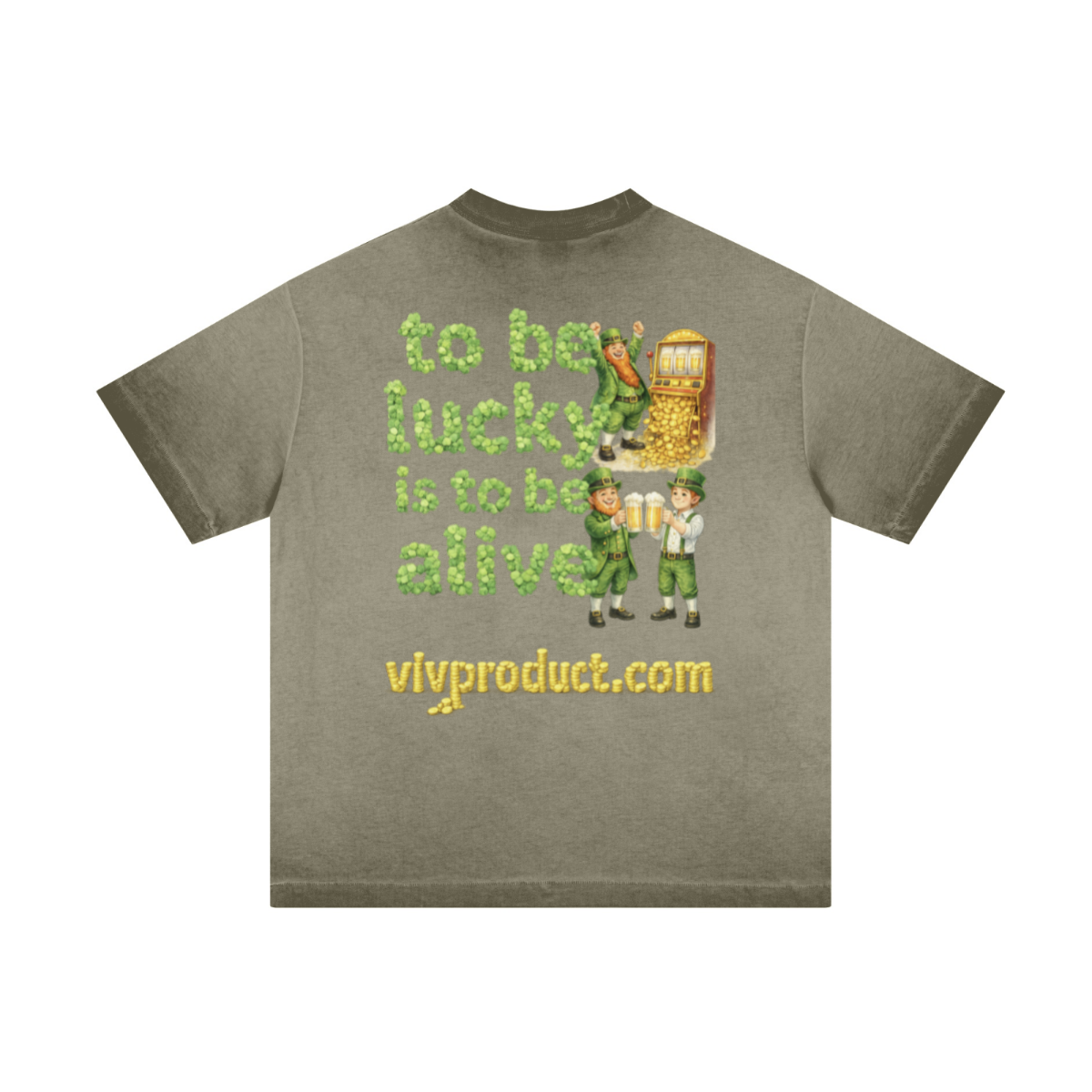 275GSM Unisex Distressed Fried-Color Reverse-Seam T-shirt Washed Army Green