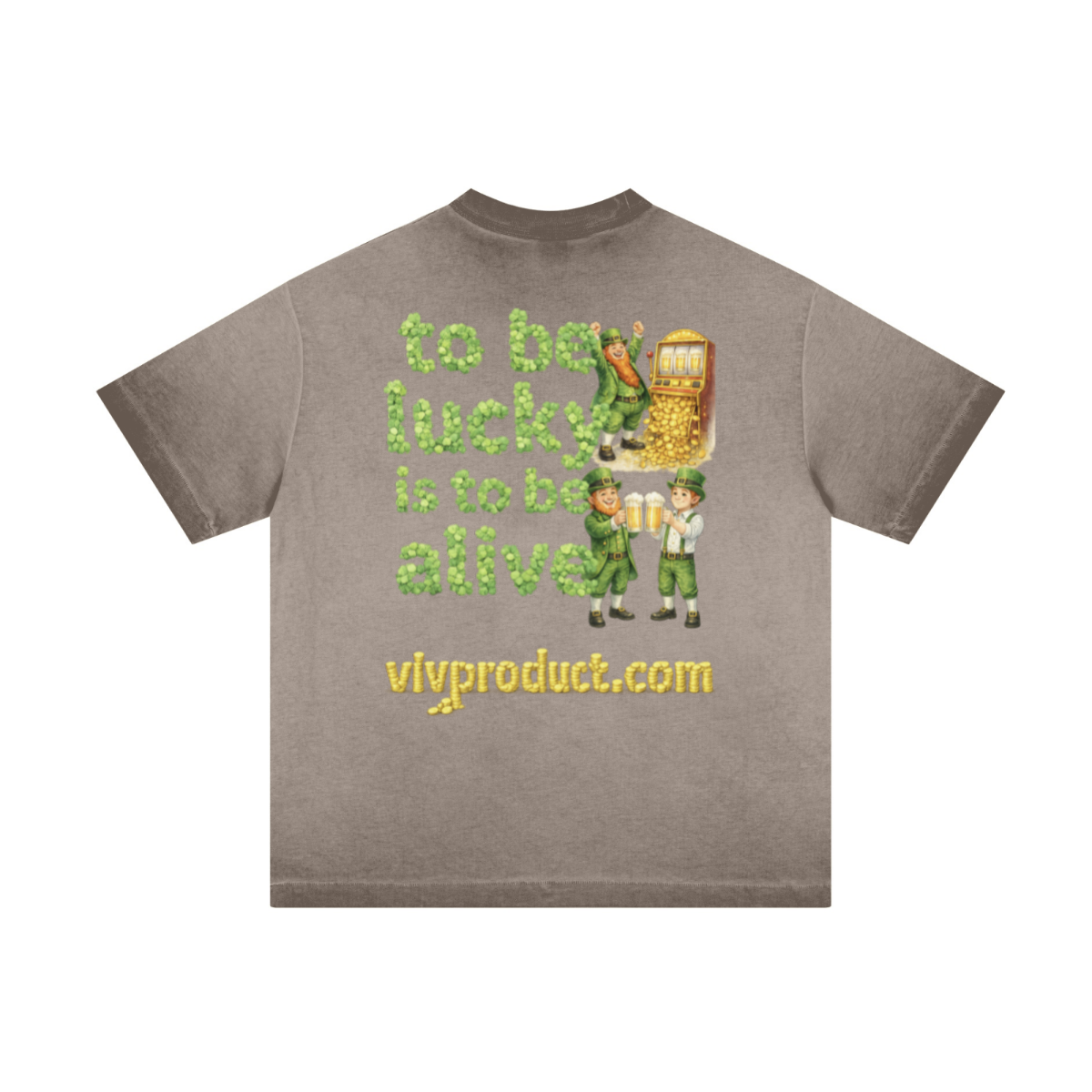 275GSM Unisex Distressed Fried-Color Reverse-Seam T-shirt Washed Coffee Brown