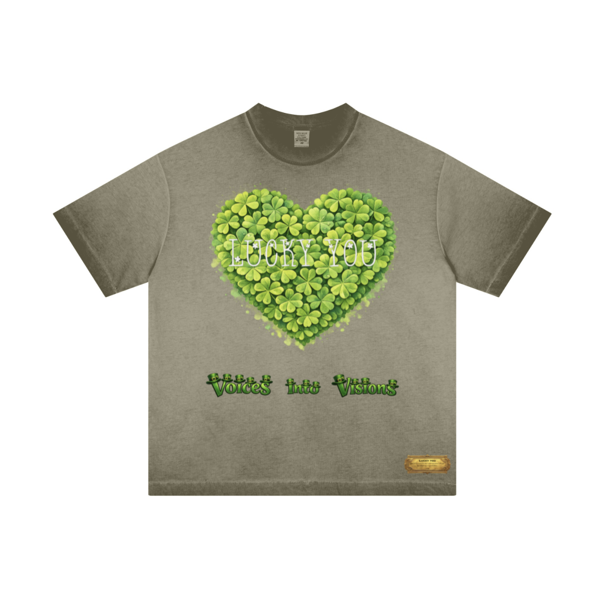 275GSM Unisex Distressed Fried-Color Reverse-Seam T-shirt Washed Army Green