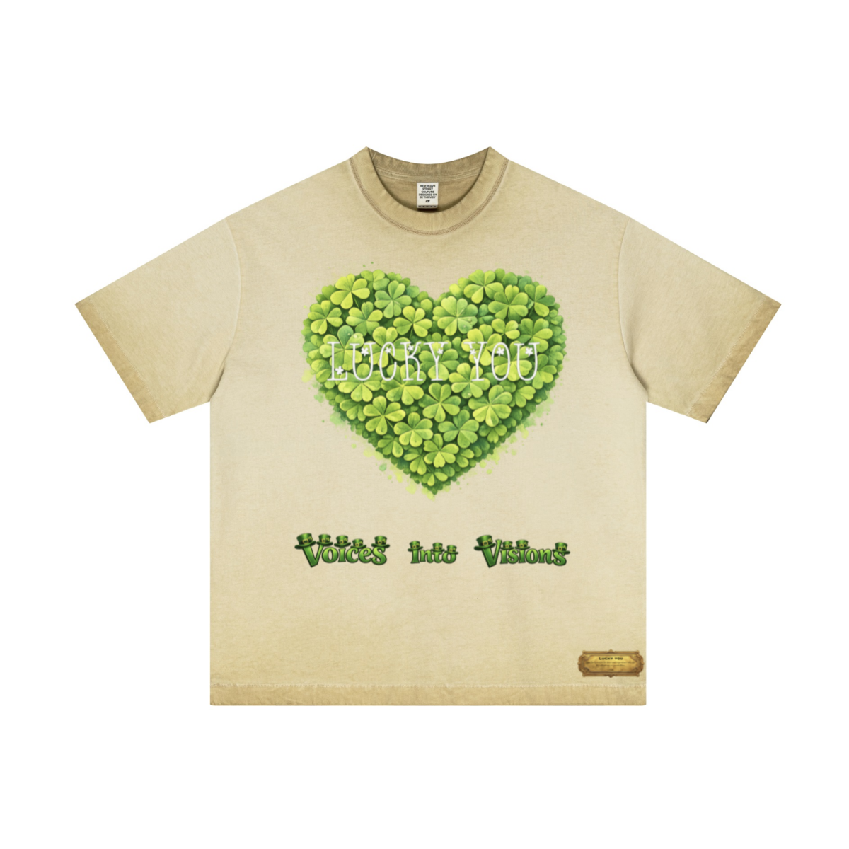 275GSM Unisex Distressed Fried-Color Reverse-Seam T-shirt Washed Khaki