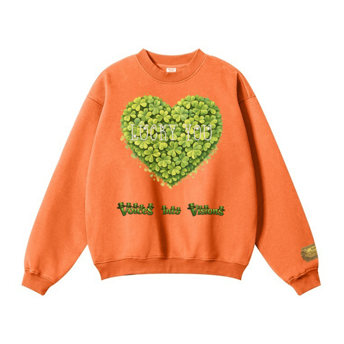 345GSM Women’s Solid-Color Crew Neck  Relaxed Fit Sweatshirt Orange