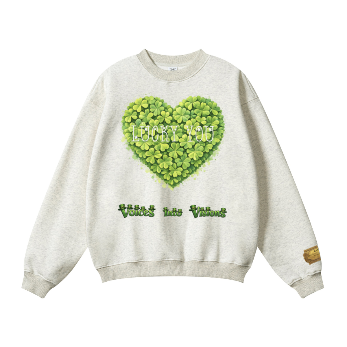 345GSM Women’s Solid-Color Crew Neck  Relaxed Fit Sweatshirt Wheat Ash