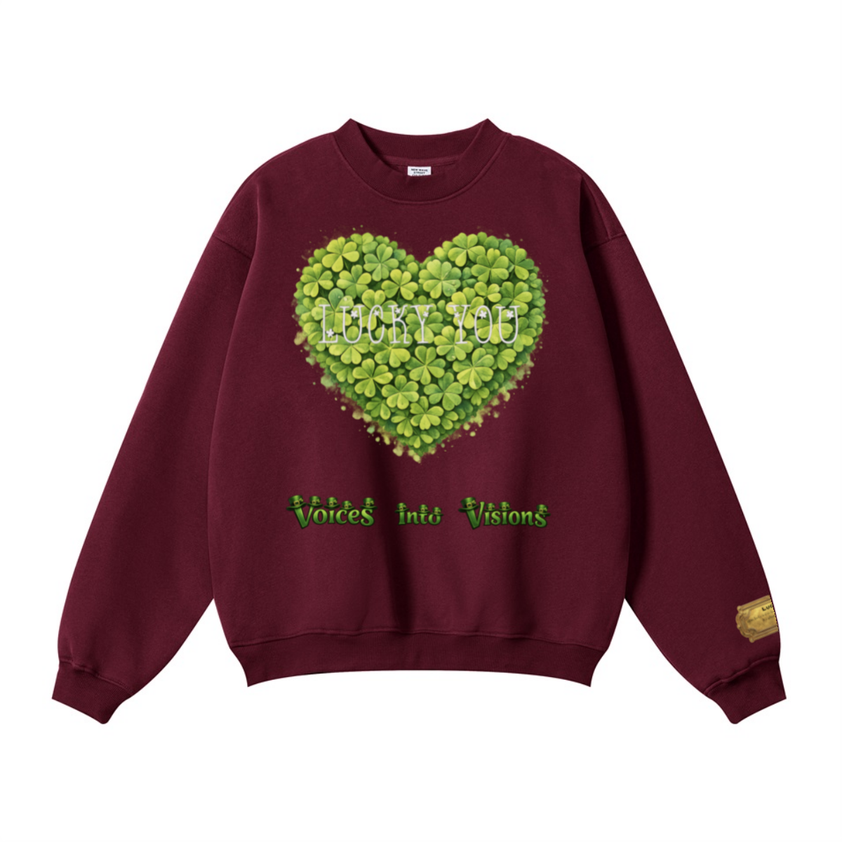 345GSM Women’s Solid-Color Crew Neck  Relaxed Fit Sweatshirt Deep Red