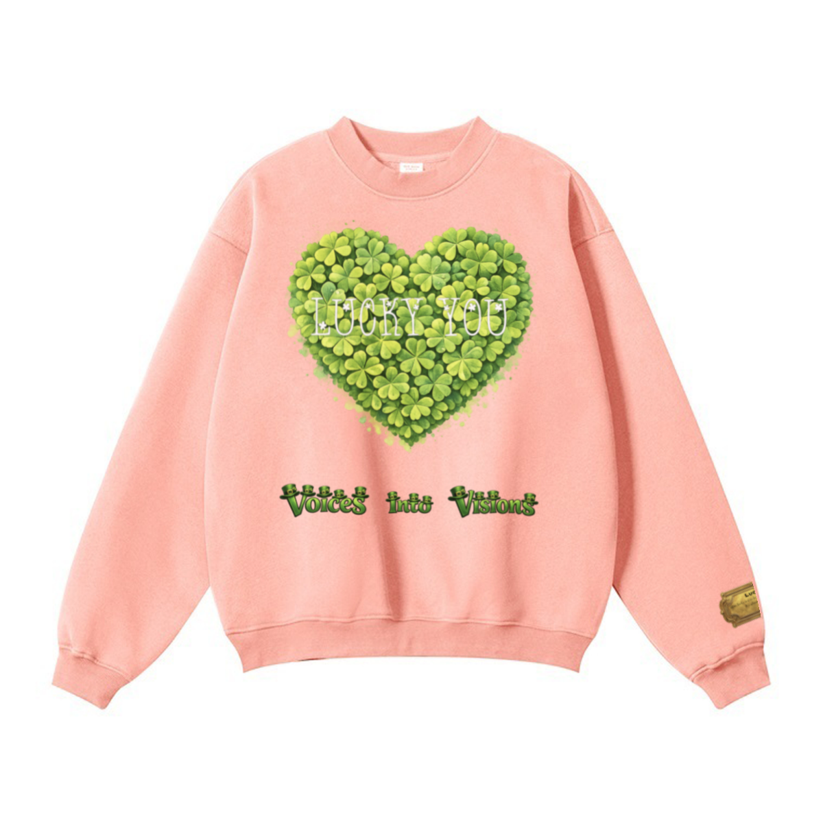 345GSM Women’s Solid-Color Crew Neck  Relaxed Fit Sweatshirt Pink