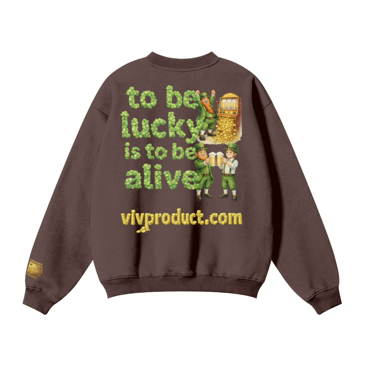 345GSM Women’s Solid-Color Crew Neck  Relaxed Fit Sweatshirt Buff Brown