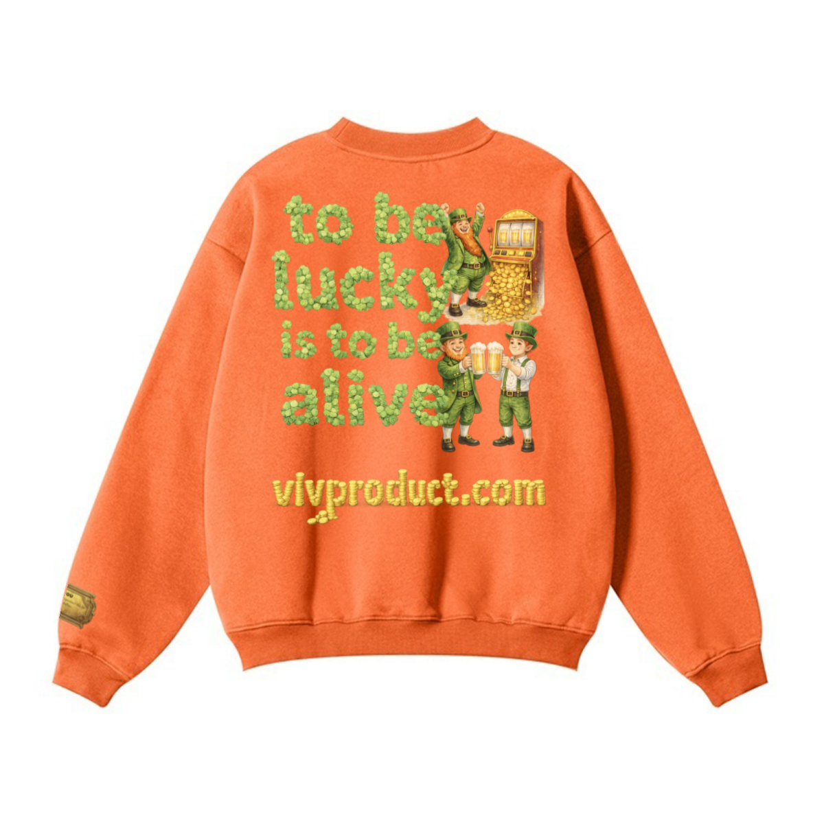 345GSM Women’s Solid-Color Crew Neck  Relaxed Fit Sweatshirt Orange