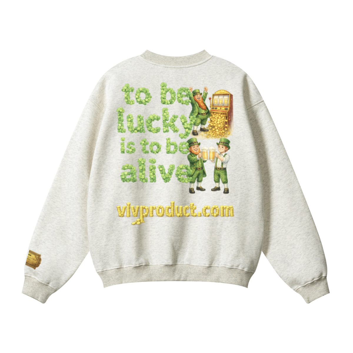 345GSM Women’s Solid-Color Crew Neck  Relaxed Fit Sweatshirt Wheat Ash