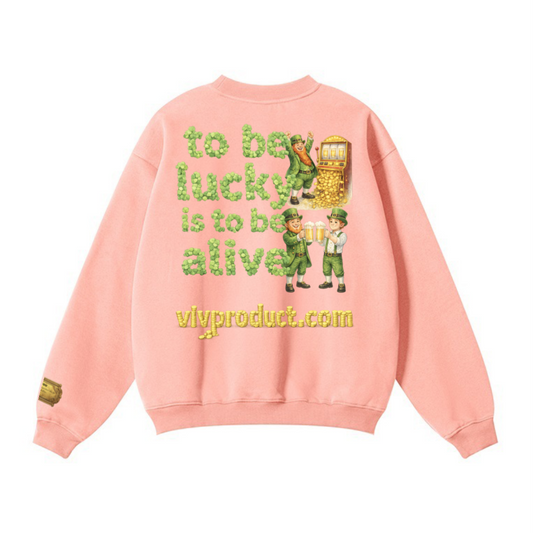 345GSM Women’s Solid-Color Crew Neck  Relaxed Fit Sweatshirt Pink
