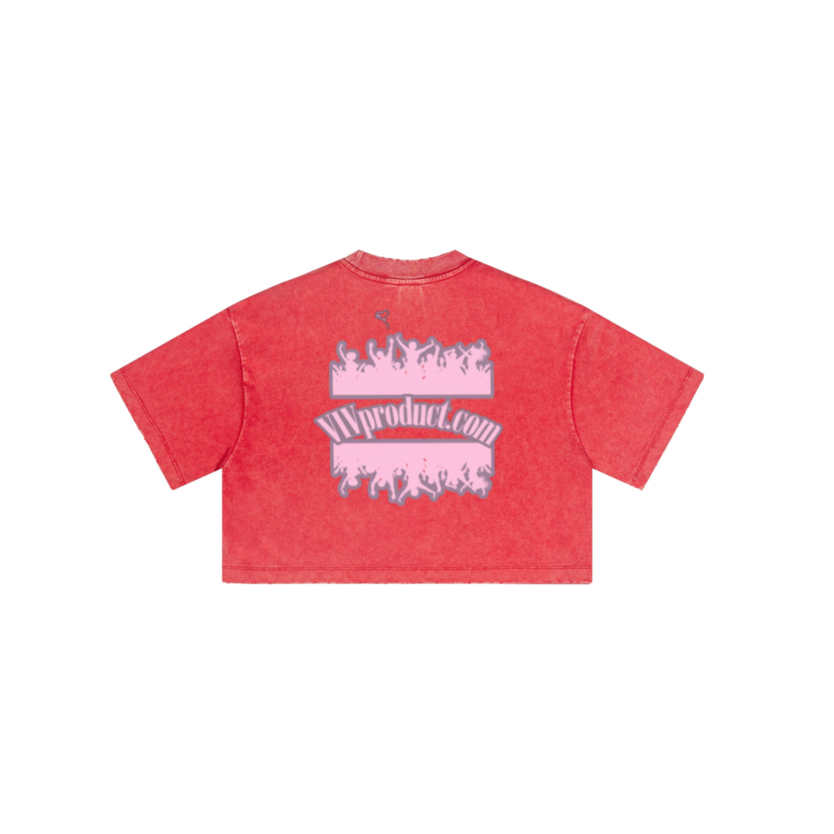230GSM Women’s Cool-Touch Cropped High-Street Color Retro Snow-Wash T-shirt Red