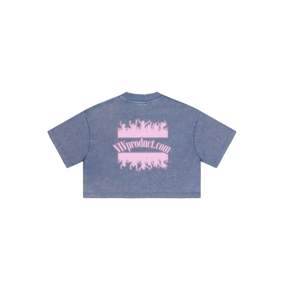 230GSM Women’s Cool-Touch Cropped High-Street Color Retro Snow-Wash T-shirt Washed Blue