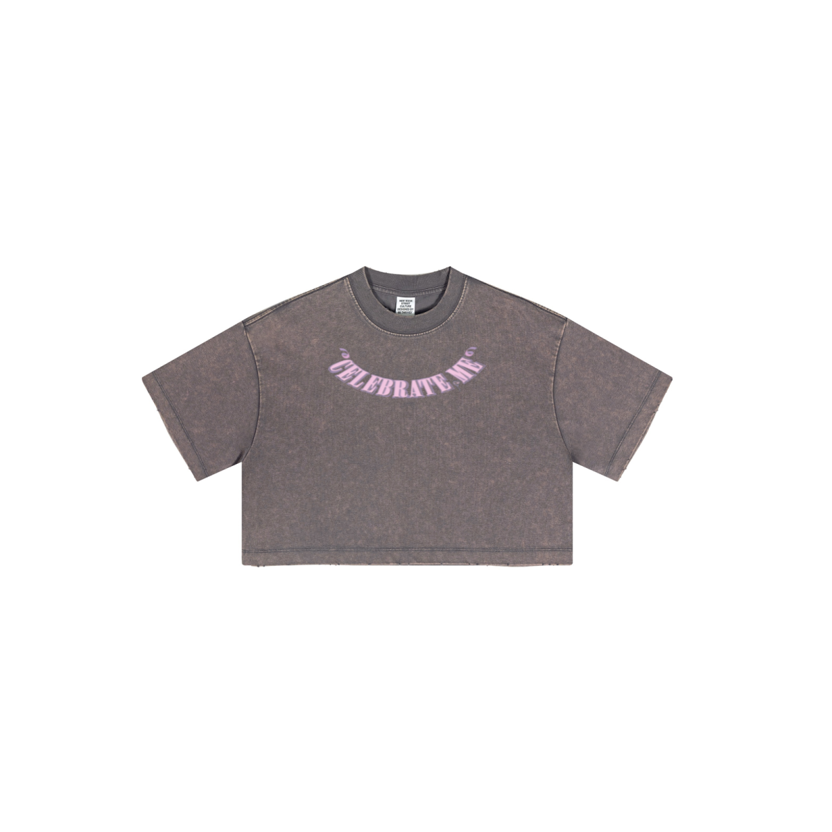230GSM Women’s Cool-Touch Cropped High-Street Color Retro Snow-Wash T-shirt Raspberry Purple