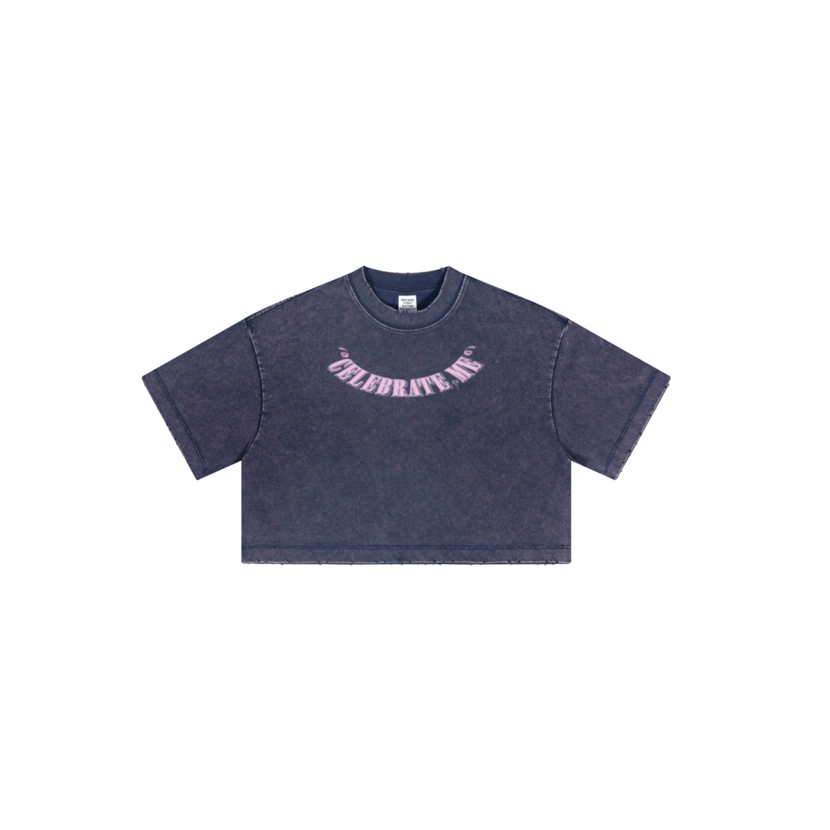 230GSM Women’s Cool-Touch Cropped High-Street Color Retro Snow-Wash T-shirt Royal Blue