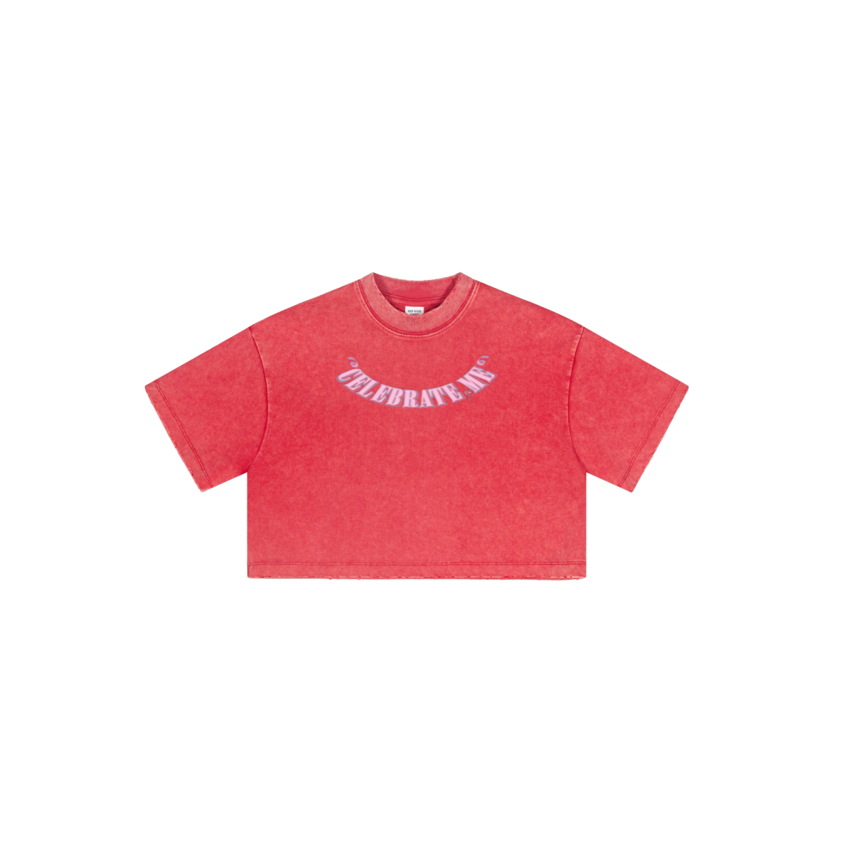 230GSM Women’s Cool-Touch Cropped High-Street Color Retro Snow-Wash T-shirt Red