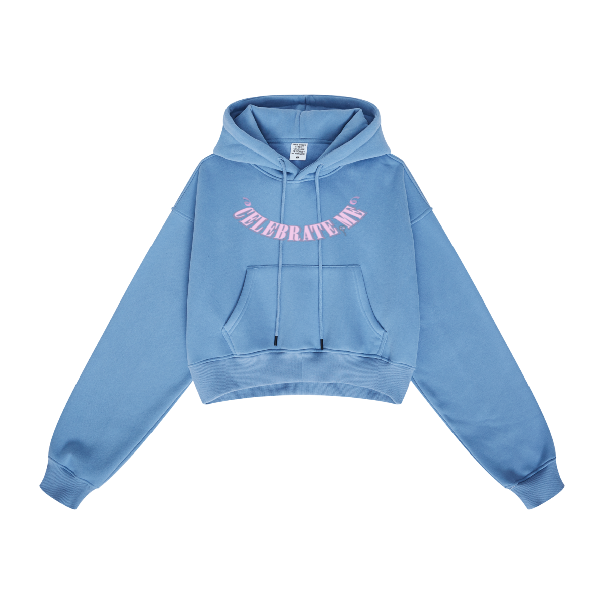 345GSM Women’s Heavyweight Cropped Fleece Hoodie Mid Blue
