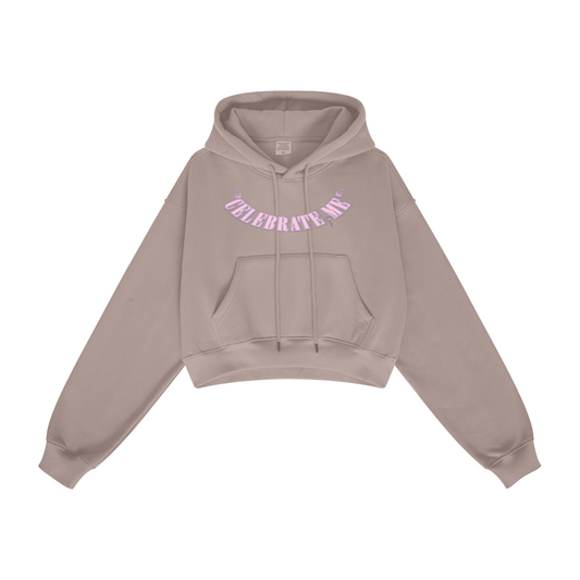 345GSM Women’s Heavyweight Cropped Fleece Hoodie Dusty Pink