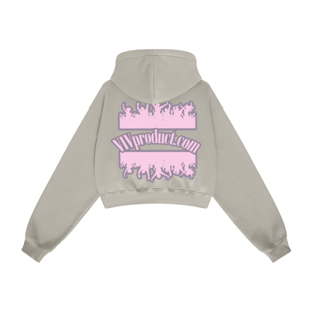 345GSM Women’s Heavyweight Cropped Fleece Hoodie Ash Beige
