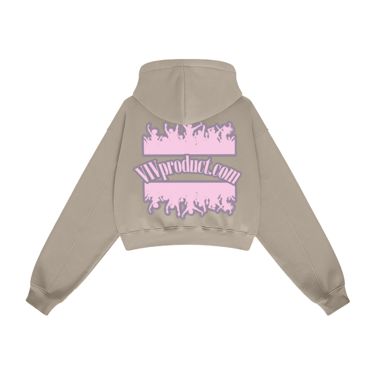 345GSM Women’s Heavyweight Cropped Fleece Hoodie Khaki