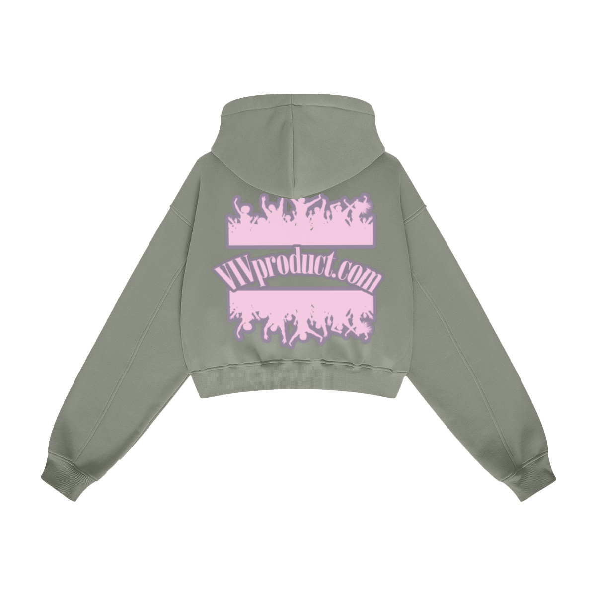 345GSM Women’s Heavyweight Cropped Fleece Hoodie Gray Green
