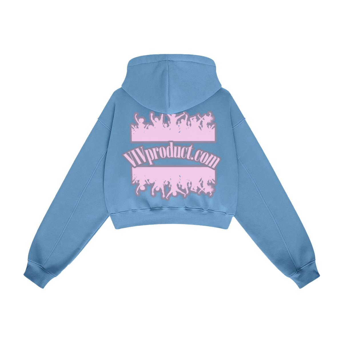 345GSM Women’s Heavyweight Cropped Fleece Hoodie Mid Blue