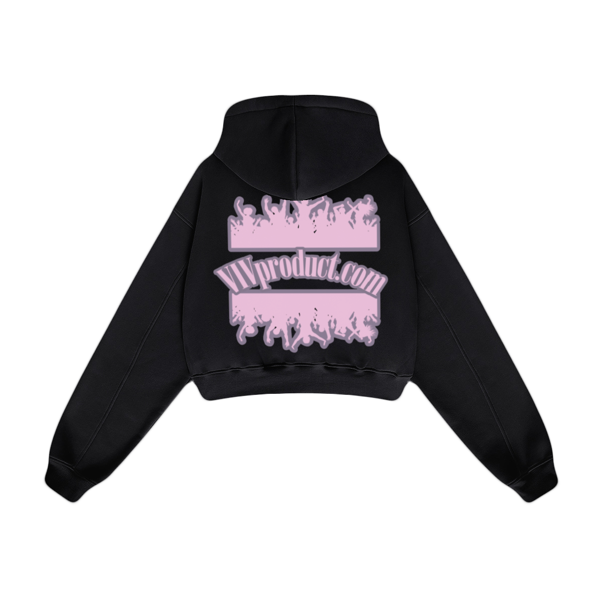 345GSM Women’s Heavyweight Cropped Fleece Hoodie Black