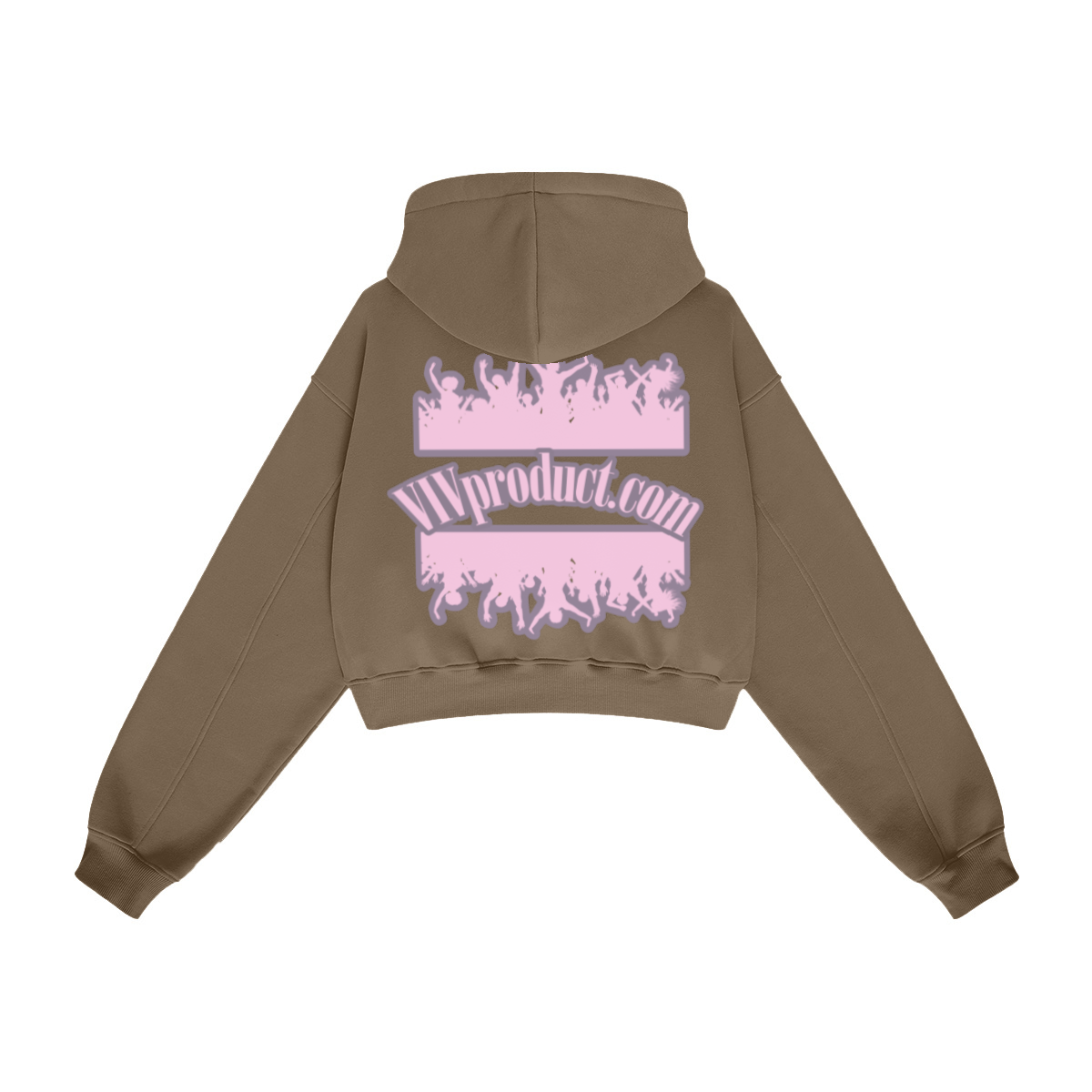 345GSM Women’s Heavyweight Cropped Fleece Hoodie Brown